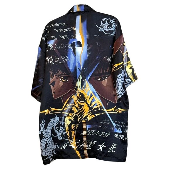 Great General Men's Anime Short Sleeve Shirt Black Purple  Size Lg - Picture 2 of 6